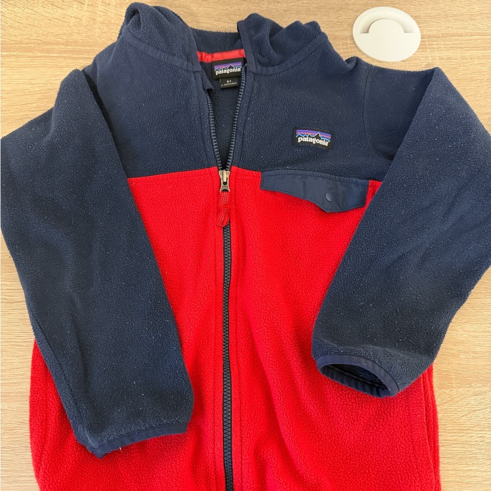 Patagonia Two-Tone Red and Blue Fleece Jacket